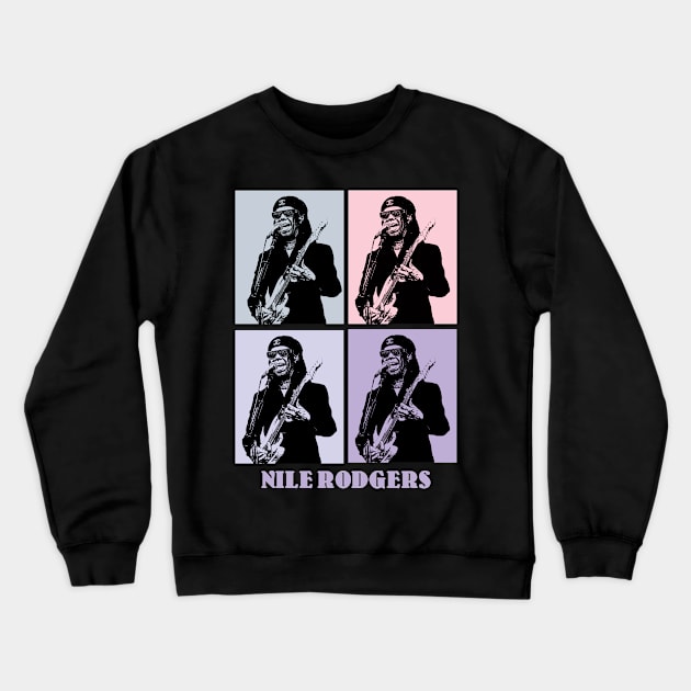 Nile Rodgers Guitar Player Pop Art Crewneck Sweatshirt by KERIKIL